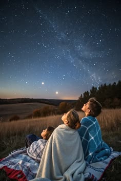 family stargazing on christmas eve