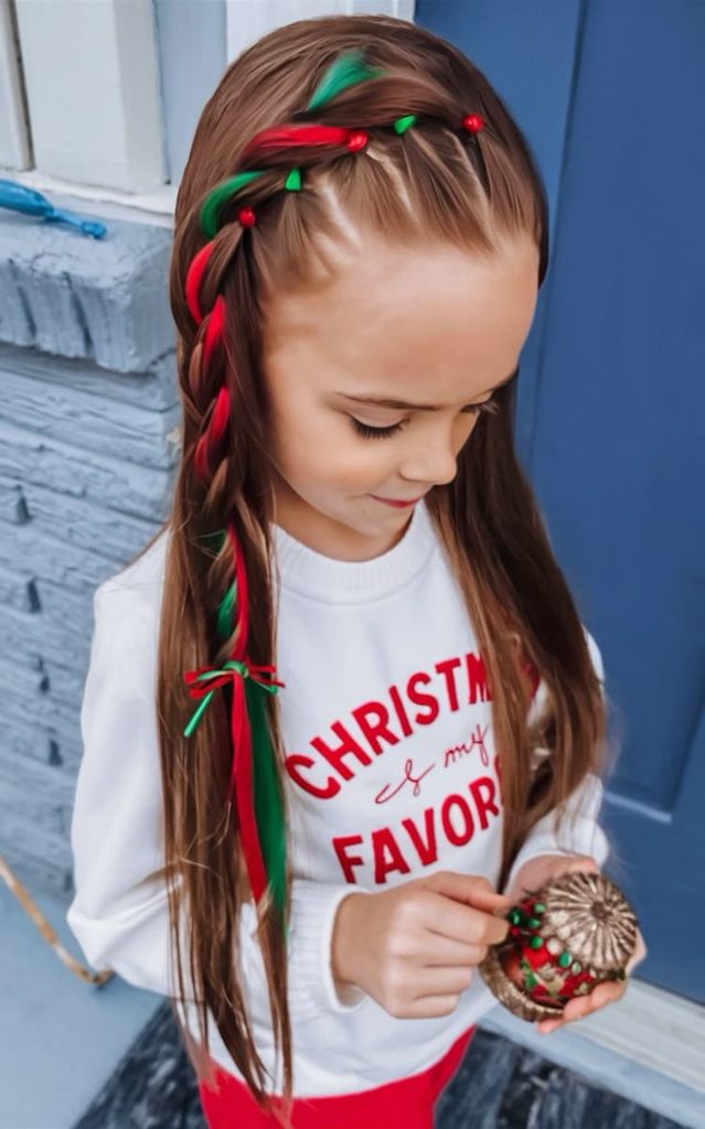 kid with twisted side ponytail