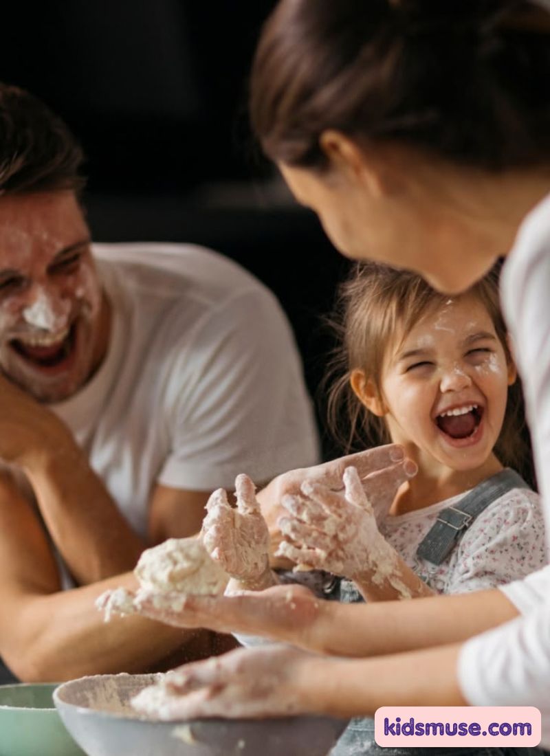 family baking together
