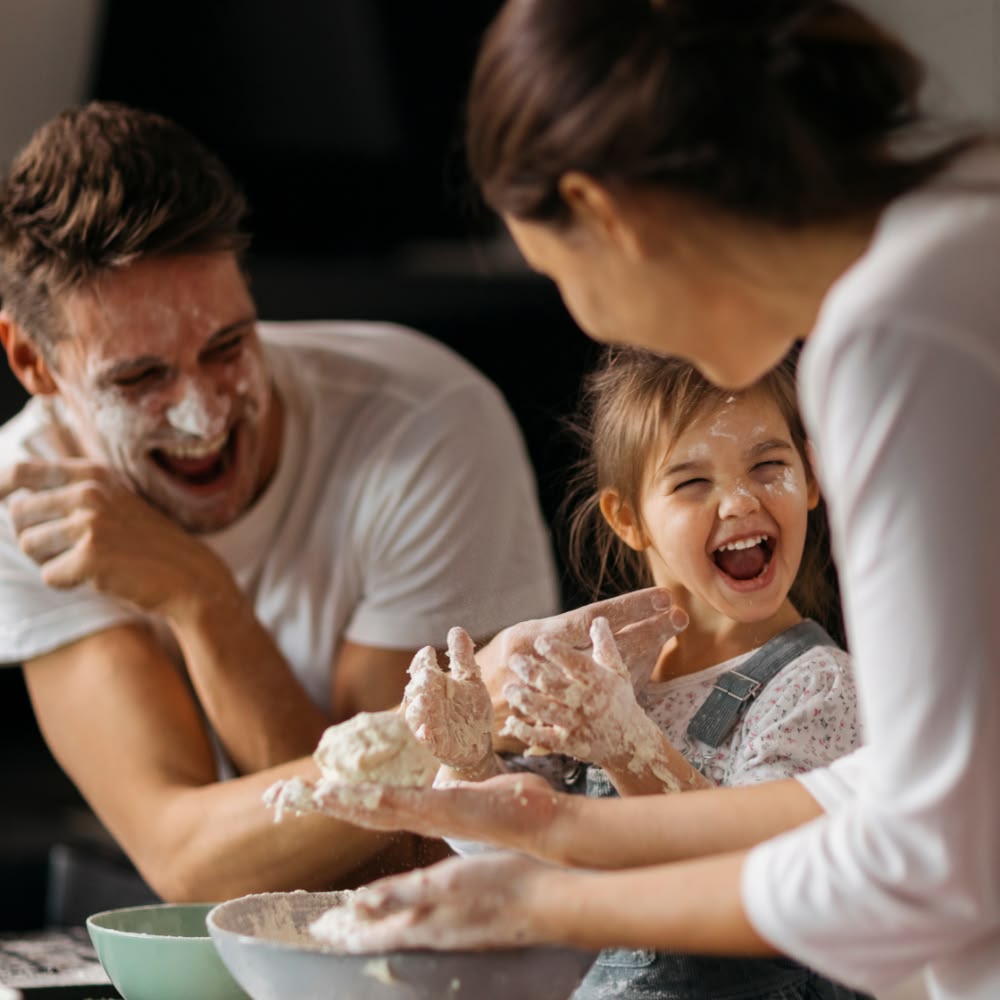 family baking and having fun