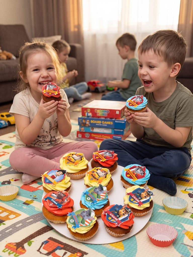 two kids eating snacks at home